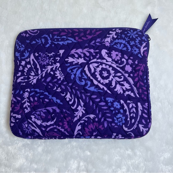Vera Bradley Laptop Tablet Case Floral Paisley Purple Quilted Zipper 10x8” - Picture 3 of 5